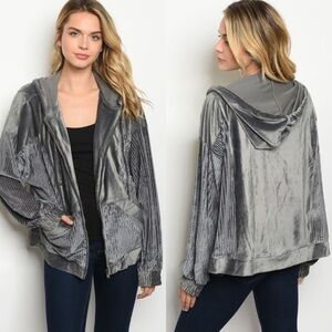 🆕Charcoal velvet hoodie
